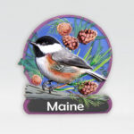 Polyresin Maine Flower & Bird Magnet