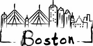 Souvenir USA Boston Skyline Outline Design