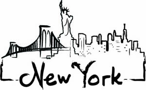 Souvenir USA New York Skyline Outline Design