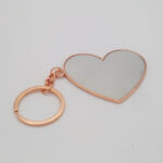Stainless Steel Rose Gold Heart Shaped Cosmetic Mirror Keychain