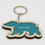 Bear Shaped Wooden Keychain With Sand
