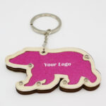 Bear Shaped Wooden Keychain With Sand