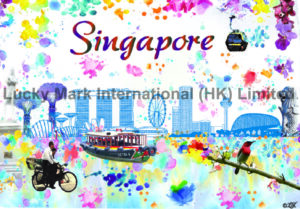 Singapore Skyline Watercolor Design