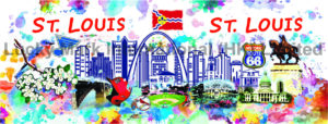USA St Louis Skyline Watercolor Design
