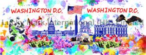 USA WashingtonDC Skyline Watercolor Design