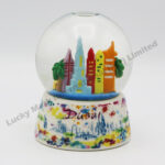 Porcelain Base Polyresin 60mm Snow Globe Dubai Watercolor Skyline (Customer Design)