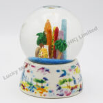 Porcelain Base Polyresin 60mm Snow Globe Dubai Watercolor Skyline (Customer Design)
