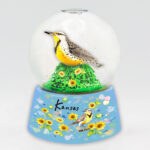 Porcelain Base Polyresin 60mm Snow Globe Kansas Flower & Bird