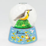 Porcelain Base Polyresin 60mm Snow Globe Kansas Flower & Bird
